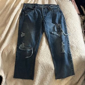 Old Navy 14 straight high-rise secret slim pocket regular blue distress jeans